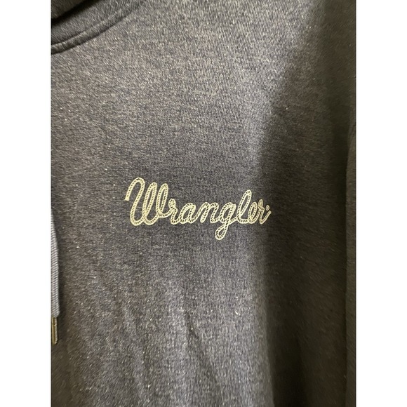 WRANGLER MEN'S LOGO SLEEVE HOODED SWEATSHIRT SCRIPT WRITING SIZE XL NAVY - Picture 3 of 11